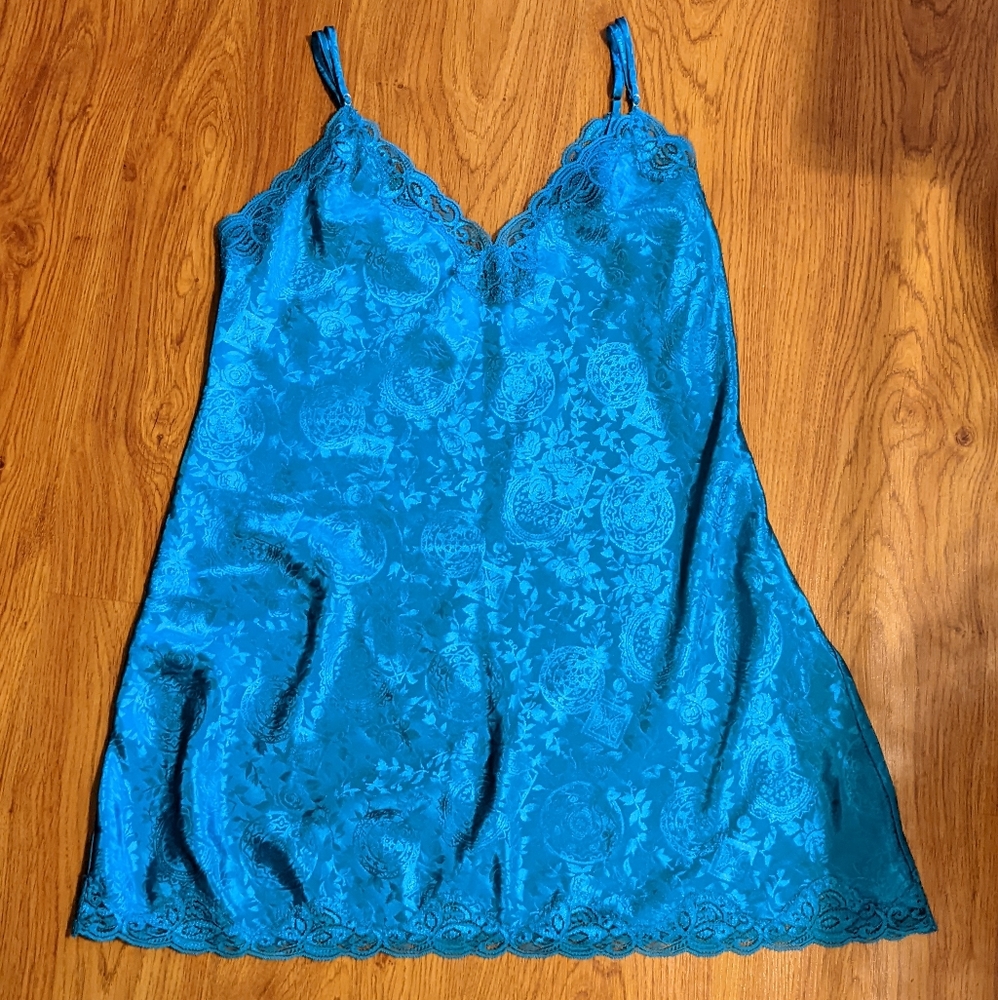 Victoria's Secret Teal Lace-Trim Slip Dress/ Cami